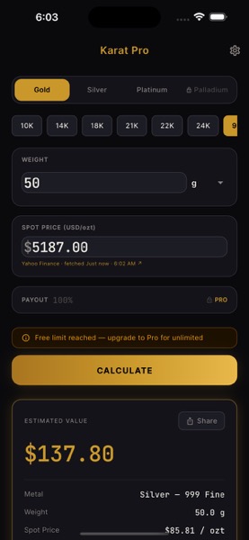 Karat Pro: Gold Calculator screenshot