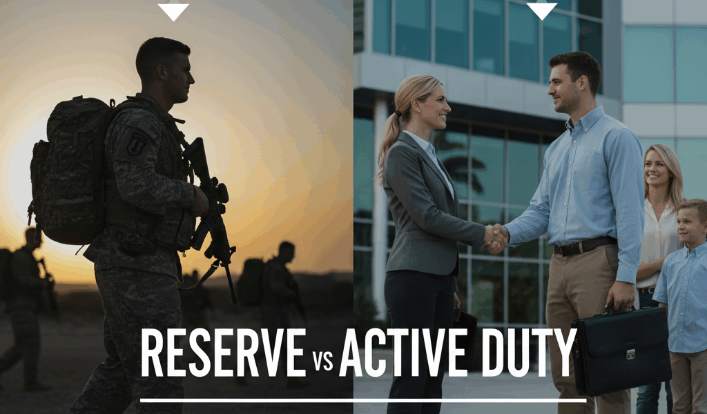Professional blog header image for article titled: Reserve vs Active Duty: The Real Tradeoffs Nobody