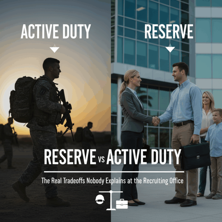 Professional blog header image for article titled: Reserve vs Active Duty: The Real Tradeoffs Nobody