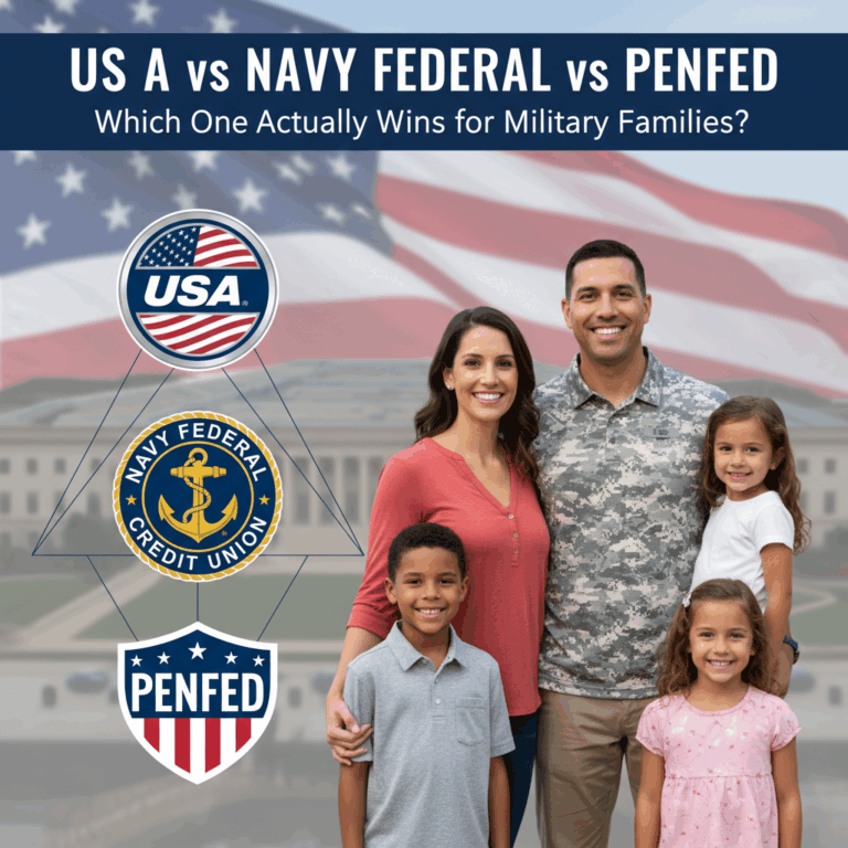 Professional blog header image for article titled: USAA vs Navy Federal vs PenFed: Which One Actuall