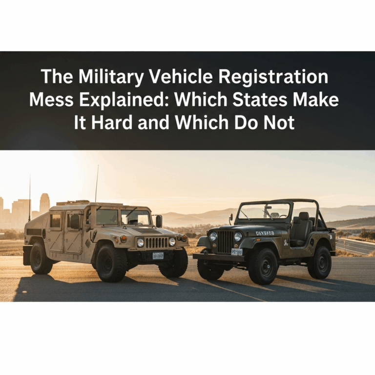 Professional blog header image for article titled: The Military Vehicle Registration Mess Explained: